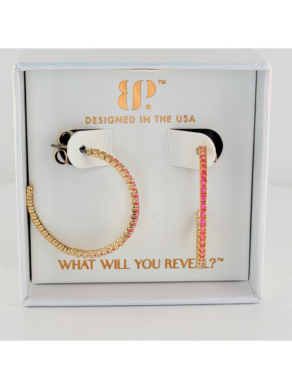 Bomb Party October "The Sparkle Heiress Hoop" Pink Fire Opal on Yellow Gold